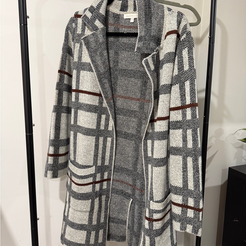 Plaid Open Front Coat